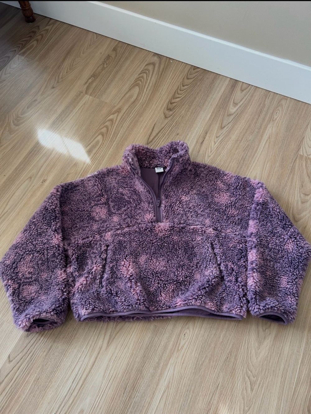 TNA Purple Tie-Dye Teddy Sherpa Half-Zip Jacket